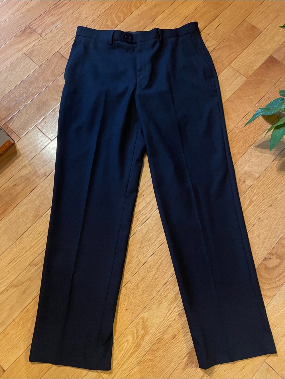 Stafford Men's Flat Front Dress Pants Navy Blue Slacks 36x32